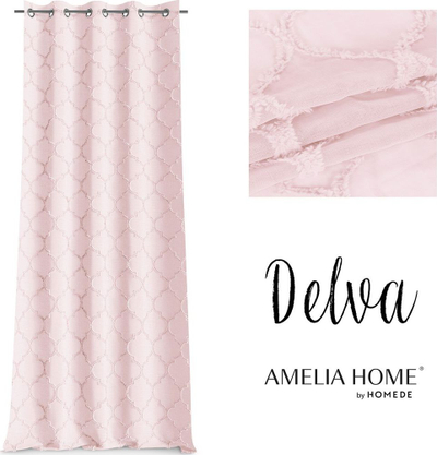 Perde AmeliaHome Delva Pleat, 140 x 250 cm, rozë pastel