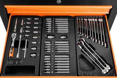 Karrocë veglash NEO TOOLS 84-214-6, 5 sirtarë, 117 vegla, e zezë