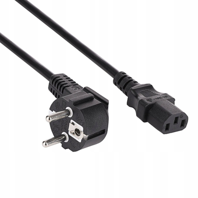 Kabllo rrymë Akyga AK-PC-08S, CEE 7/7 / IEC C13, 3x1.5mm², 10m, e zezë