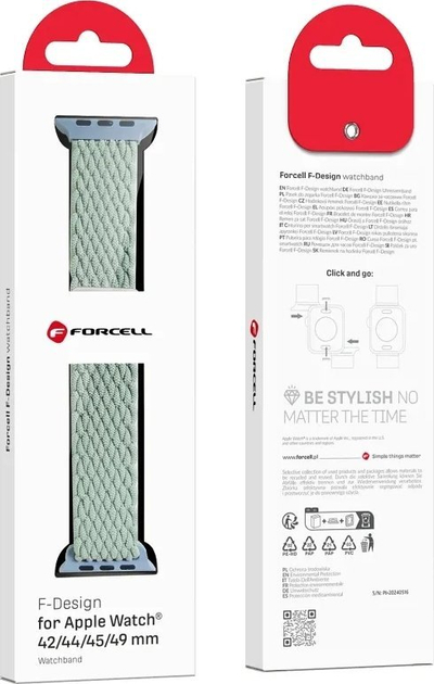 Rrip ore FORCELL F-Design FA02 për Apple Watch, najlon, magnetik, ngjyra cacti
