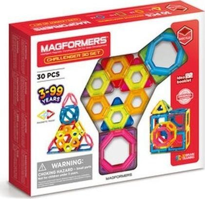 Set lodrash magnetike Magformers Challenger, 30 copë, shumëngjyrëshe
