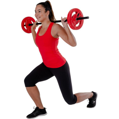 Set shtangë Pure2Improve Fitness Barbell P2I, 20 kg, me disqe çimentoje, shumëngjyrësh