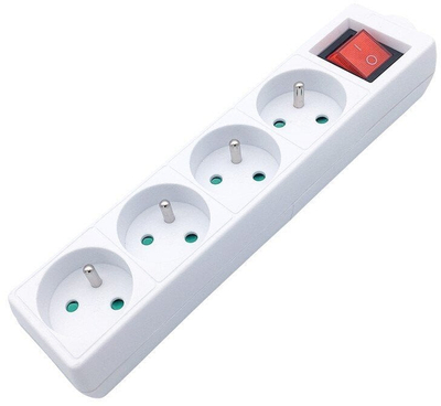 Продолжен кабел Solight PZ14, 4 излези, со ON/OFF прекинувач, бел