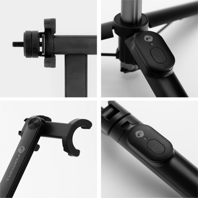 Selfie stick trekëmbësh Forcell F-GRIP S70M, 70 cm, Bluetooth, i zi