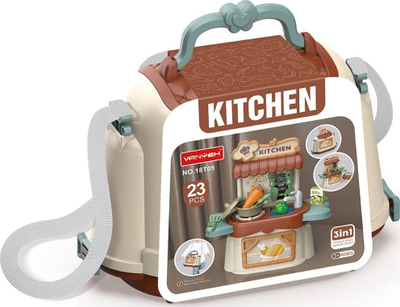 Lodër kuzhine për kalamaj EneroToys 3 në 1, 23 pjesë, 28.3x11.8x31.8cm, shumëngjyrëshe