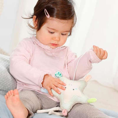 Lodër muzikore për bebe Fehn Mini Music Box Starfish, 18cm, me varëse, shumëngjyrëshe
