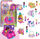 Set lodër Polly Pocket Micro, kukull me makinë metalike, figurë mace, rozë