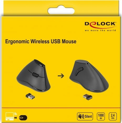 Maus vertikal DeLOCK 12622, pa kabllo, 1000 DPI, i zi