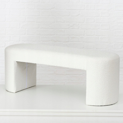 Puf i tapicuar Boltze SOLIN, MDF, 118x38x42 cm, i bardhë