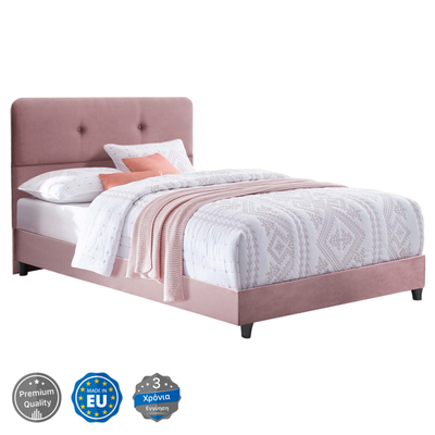 Krevet tapicerik BED DOLORES HM648.12, velvet, 120x200 cm, rozë