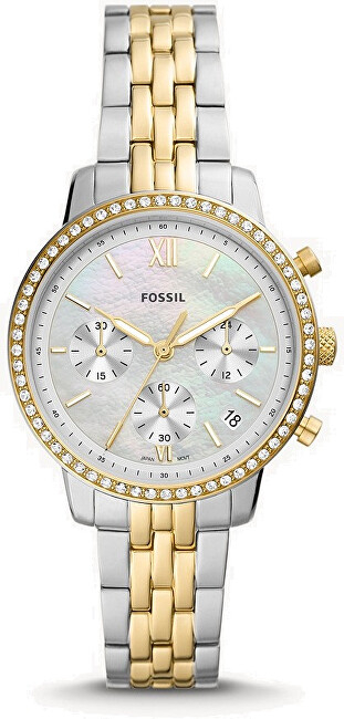 Orë dore për femra Fossil Neutra Chronograph ES5216, e argjendtë/artë
