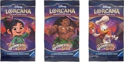 Pako booster me letra Ravensburger Disney Lorcana Shimmering Skies Chapter 5, 12 letra, për lojë me letra për koleksion