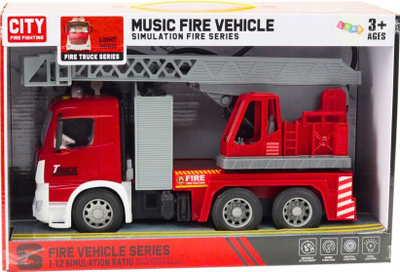 Kamion lodër zjarrfikëse Fire Department, friction drive, bom me dritë edhe zë, i kuq
