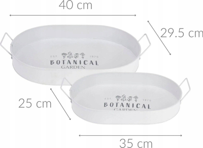 Set tepsish shërbimi ProGarden Botanical, metal, doreza të gjera, e bardhë 2 copë