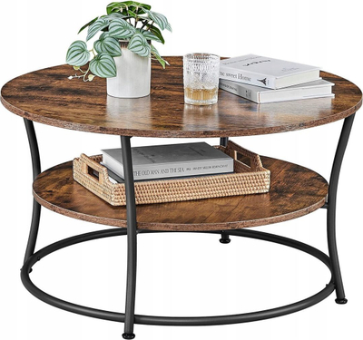 Tavolinë kafeje LEOBERT Coffee Table, rrumbullake, raft i poshtëm, kafe