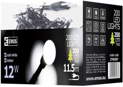 Drita Krishtlindjesh Emos, 200 LED, 10m, toptha dru qershie