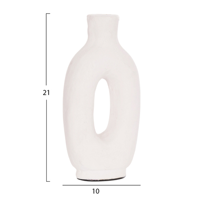 Vazo dekorative HomeMarkt Clayvon HM4409, terrakotë, 21cm, e bardhë
