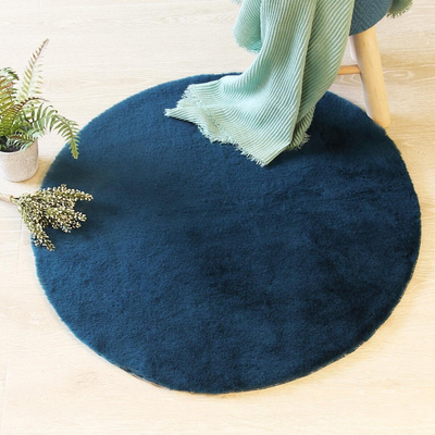 Qilim Atmosphera Couka Rug, faux fur, rrumbullak 80cm, teal blue
