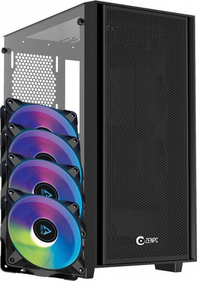 Kuti kompjutri ZenPC Z1 Mesh Glass, ATX, 4 ventilatorë ARGB, e zezë