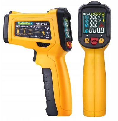 Termometër infra të kuqe Słowik PAN IR-T800+, gamë -50°C deri 800°C, raport optik 12:1, i verdhë