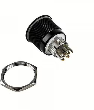 Buton metalik DimasTech Blackline Dot, 25mm, RGB, ngjyrë e zezë