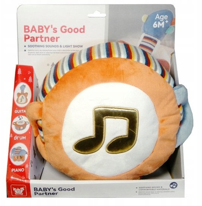 Lodër daulle Baby's Good Partner prej pelushi, me drita edhe muzikë, shumëngjyrëshe