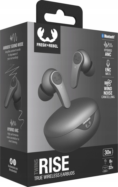 Kufje Bluetooth Fresh n Rebel Twins Rise, True Wireless, me anulim aktiv t'zhurmës, gri