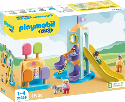 Set lodrash Playmobil 1.2.3 Adventure Playground, 18 pjesë, për kalamaj 1-4 vjeç, shumëngjyrësh