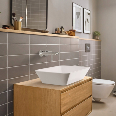 Rubinet lavamani Hansgrohe Rebris E 72568000, për mur, gryka 20 cm, krom