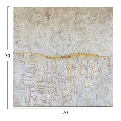 Pikturë kanavacë HomeMarkt Gobi HM4855, 70x70cm, abstrakte, ngjyrë bezhë me ari