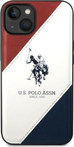 Mbrojtëse telefoni US Polo Assn Tricolor Embossed për iPhone 14 Plus 6.7", prej TPU-je dhe lëkure sintetike, e bardhë