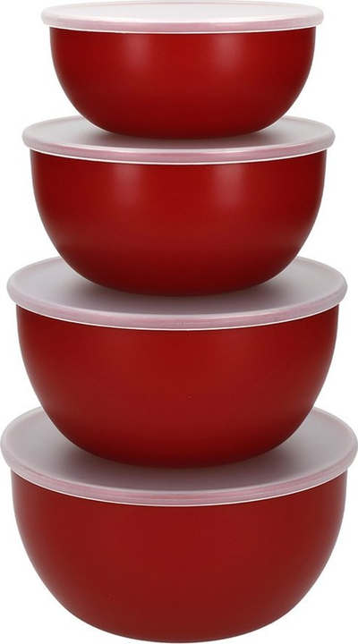Set tasash kuzhine KitchenAid Meal Prep, 4 copë, me kapakë, i kuq Empire Red