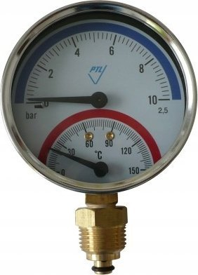 Термоманометар АФРИСО ТМ 80, 20 120°C, 0 10 бар, бел
