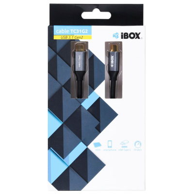 Kabllo USB iBOX TC31G2, USB-C në USB-C, 1 m, i zi