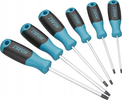 Set kaçavidash Hazet 811T/6, 6 copë, për vida Torx, blu e zezë