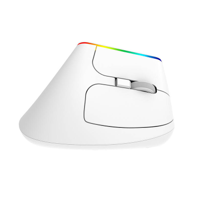 Maus vertikal wireless DeLUX M618C, 1600 DPI, RGB, i bardhë