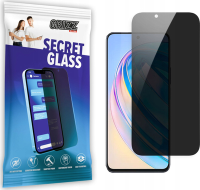 Xham mbrojtës Grizz SecretGlass për Honor X8a, me efekt privatësie, xham i temperuar, i zi