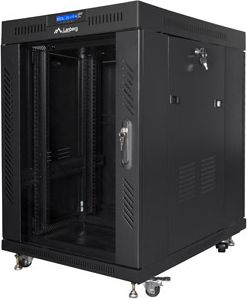 Kabinet rrjeti Lanberg në këmbë 19" FF01-6815-12BL, 15U, me ventilatorë, i zi