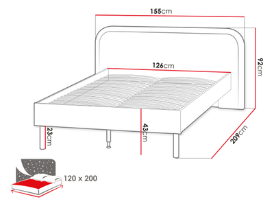 Krevat 120 cm me bazë latoflex HARMONY HR-09, bezhë, rozë
