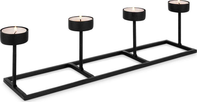 Mbajtëse për qirinj tealight, metal, 4 vende, e zezë
