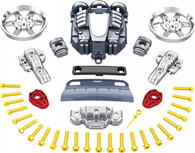 Set lodër kamion me motor DIY, për montim, plastik, i kuq