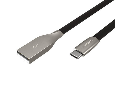 Kabllo USB Natec Prati NKA-1954, USB-A në USB-C, 1 m, e zezë argjendi