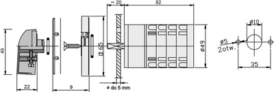 Ndërprerës rrotullues Elektromet Łuk E16-32, 3P 16A, IP65, me pllakë montimi