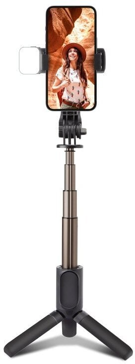 Selfie stick me tripod Sbs, dritë LED e integruar, për smartphone, i zi