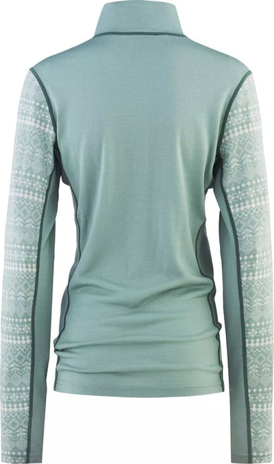 Bluzë termike për goca Kari Traa Maud Half Zip, merino modal, madhësia M, jeshile sage