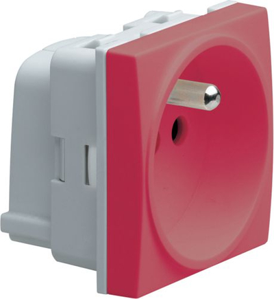 Prizë modulare Legrand Systo, 16A 250V, me tokëzim, e kuqe
