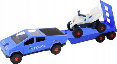 Set lodrash me makinë moderne, quad bike edhe kamion tërheqës, blu