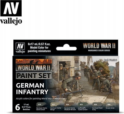 Set bojërash Vallejo German Infantry, 8 copa, akrilike, multicolor