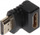 Adapter këndor HDMI 90°, konektor HDMI mashkull në HDMI femër, i zi
