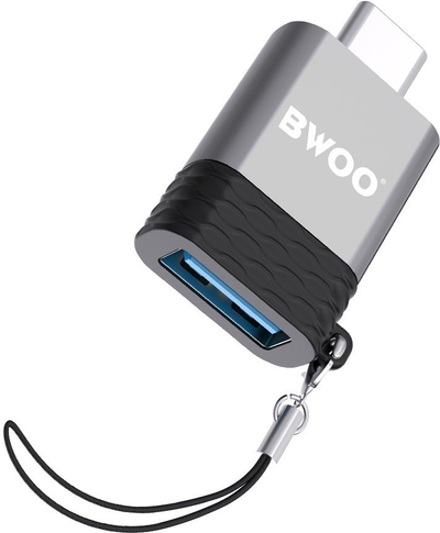 Adapter OTG Bwoo BZ-35, USB në USB-C, 2.4A, gri